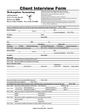 Client Tax Interview Form