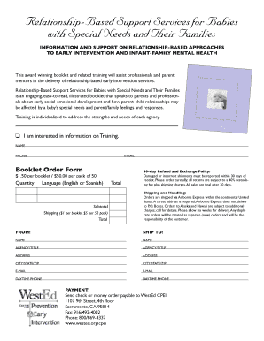 Relationship-Based Support Services Booklet Order Form