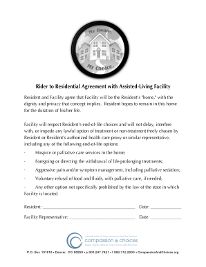 Rider to Residential Agreement with Assisted-Living Facility
