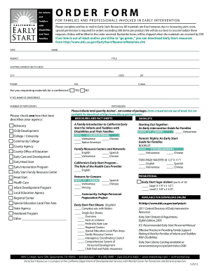 Early Start Resources Order Form