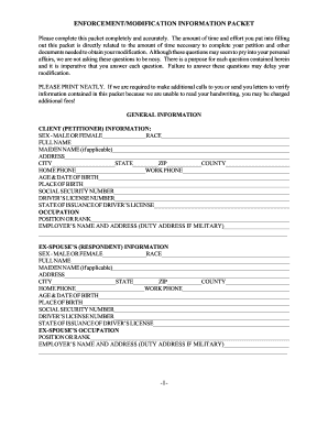 Texas Family Law Modification Information Packet