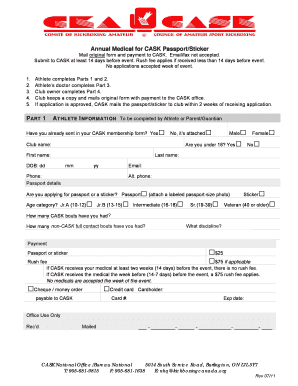 CASK Medical Passport/Sticker Application
