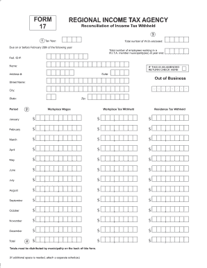 Ohio Regional Income Tax Reconciliation Form