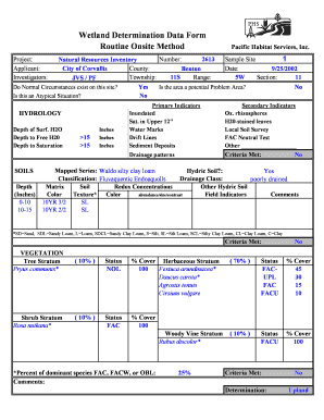 Wetland Determination Data Form