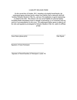 Liability waiver form template - LIABILITY RELEASE FORM - NENY PGA