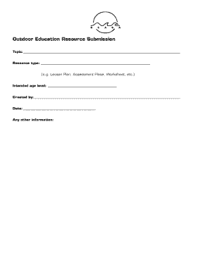 Outdoor Education Resource Submission Form