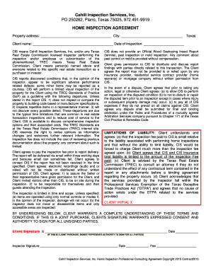 Texas Home Inspection Agreement