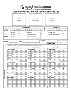 Andhra Bank NRI Account Opening Form