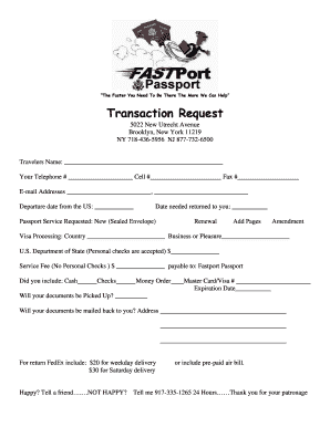 Passport Service Request Form