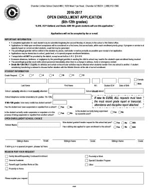 Chandler Unified School District Open Enrollment Application