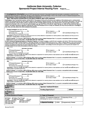 California State University Sponsored Project Internal Routing Form