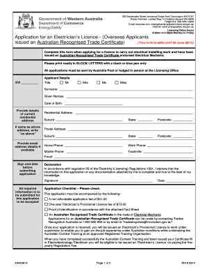 Electrician's Licence Application