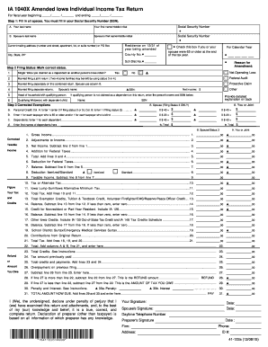 Iowa Amended Individual Income Tax Return