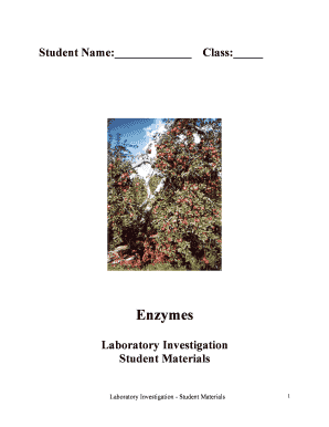 Enzymes Laboratory Investigation Student Materials