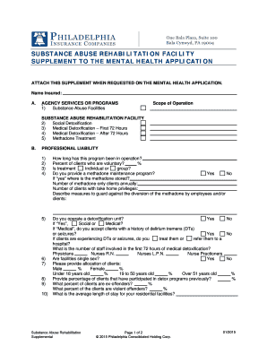 Substance Abuse Rehabilitation Facility Supplement