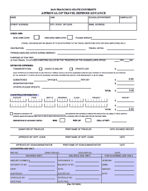 San Francisco State University Travel Expense Advance