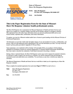 Missouri Show-Me Response Volunteer Registration Form