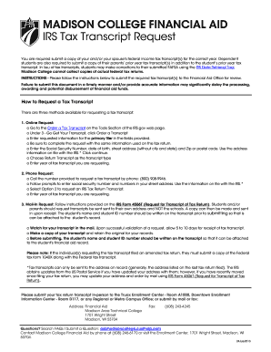 Madison College IRS Tax Transcript Request