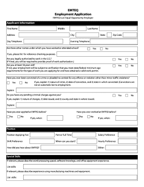 EMTEQ Employment Application Form