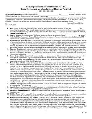 Nebraska Manufactured Home Rental Agreement