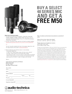 Audio-Technica 40 Series Mic Rebate Form