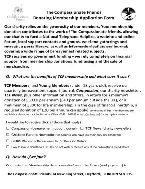 Compassionate Friends Membership Application Form