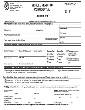 Harris County Vehicle Rendition Form