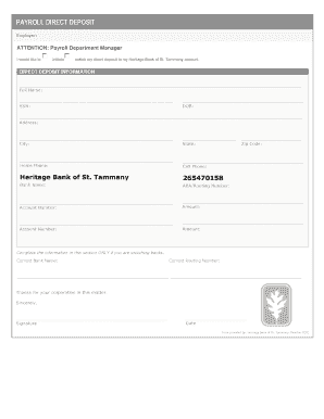 Payroll Direct Deposit Form