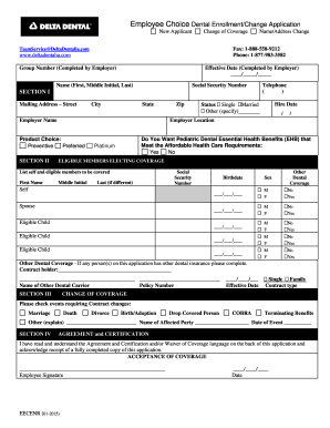 Employee Dental Enrollment Form