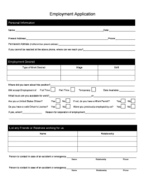 Employment Application Form