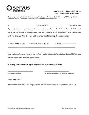 Servus Credit Union Group RRSP Supplemental Agreement