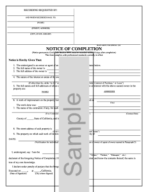 California Notice of Completion