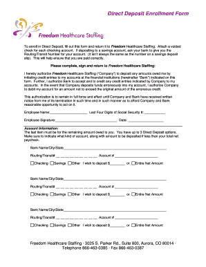 Direct Deposit Enrollment Form