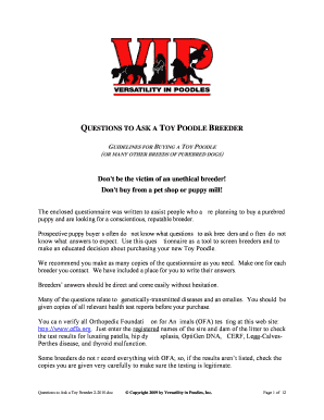 Toy Poodle Breeder Questionnaire