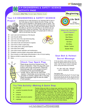 4-H Engineering & Safety Science Activity Page