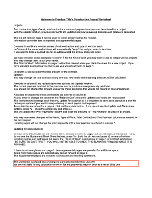 Construction Payout Worksheet
