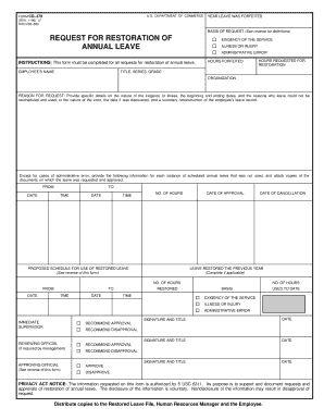 US Department of Commerce Annual Leave Restoration Request