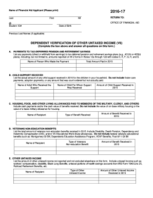 Dependent Verification of Other Untaxed Income Form V6