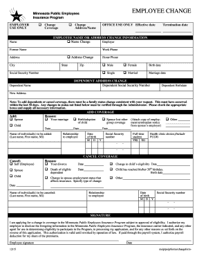 Minnesota Employee Change Form