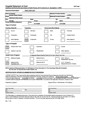 Illinois Hospital Statement of Cost
