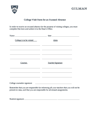 College Visit Absence Form