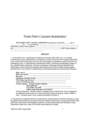 Third Party Lender Agreement