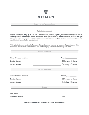 Direct Deposit Authorization Agreement
