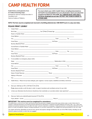 Camp Health Form