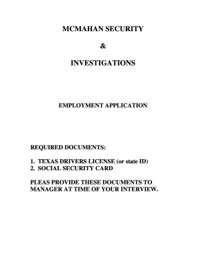 McMahan Security Employment Application