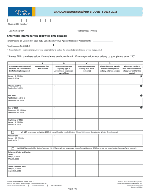Graduate OSAP Income Change Form 2014-2015