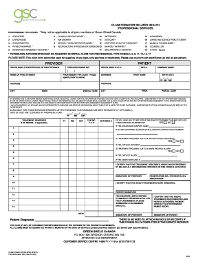 Green Shield Canada Health Professional Claim Form