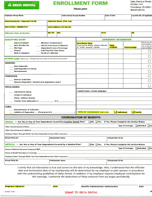 Delta Dental of Rhode Island Enrollment Form