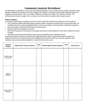 Sample nursing student clinical evaluation comments - Comments Analysis Worksheet - CELT