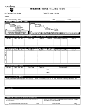 Purchase Order Change Form